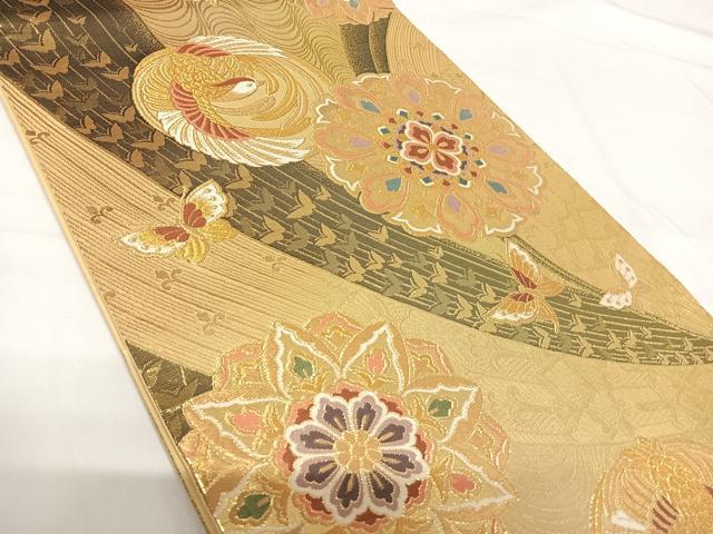 平和屋着物◎六通柄袋帯 唐織 正倉院花鳥文 金糸 鈴乃屋扱い 正絹 逸品 AABG2342yx