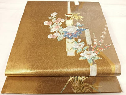 平和屋着物◎TOKI志すい キモノモードオリジナルブランド 六通柄袋帯 唐織 飾花文 金銀糸 正絹 逸品 AABG2346yx