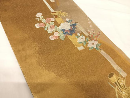 平和屋着物◎TOKI志すい キモノモードオリジナルブランド 六通柄袋帯 唐織 飾花文 金銀糸 正絹 逸品 AABG2346yx