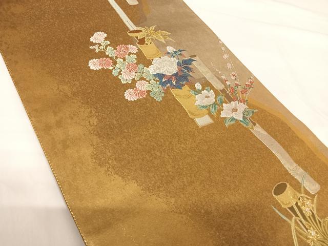 平和屋着物◎TOKI志すい キモノモードオリジナルブランド 六通柄袋帯 唐織 飾花文 金銀糸 正絹 逸品 AABG2346yx