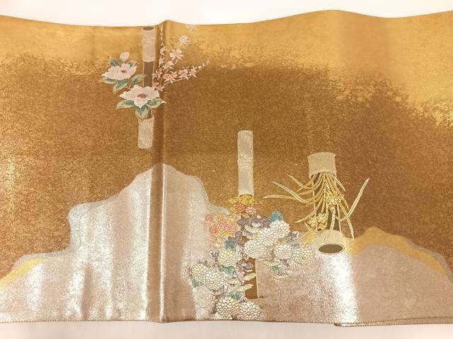 平和屋着物◎TOKI志すい キモノモードオリジナルブランド 六通柄袋帯 唐織 飾花文 金銀糸 正絹 逸品 AABG2346yx