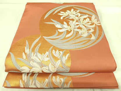 平和屋着物◎六通柄　本袋帯　唐織　花丸文　金糸　正絹　逸品　AABG2350yx