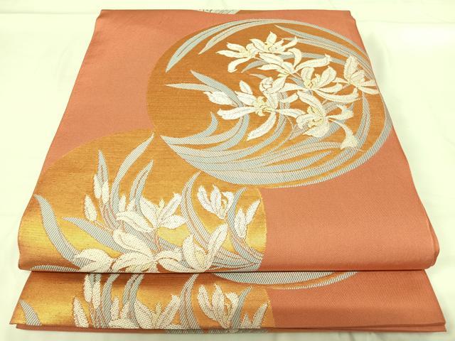 平和屋着物◎六通柄　本袋帯　唐織　花丸文　金糸　正絹　逸品　AABG2350yx