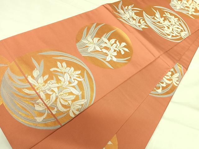平和屋着物◎六通柄　本袋帯　唐織　花丸文　金糸　正絹　逸品　AABG2350yx