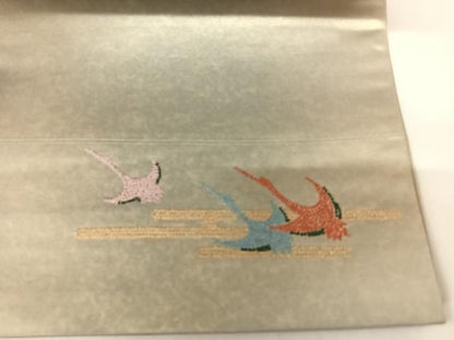 平和屋着物◎六通柄袋帯 霞文 ワンポイント 引箔 正絹 逸品 AABG2353yx