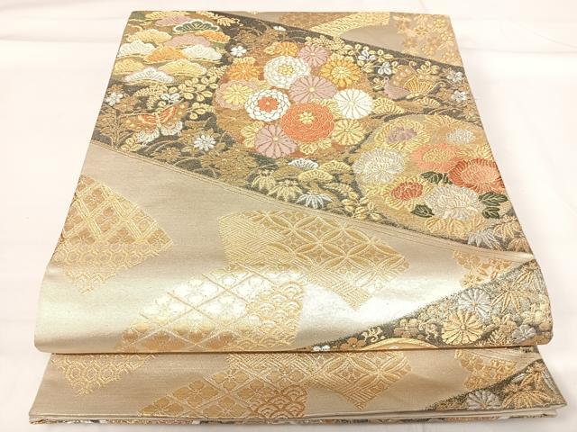 平和屋着物◎六通柄袋帯 唐織 蒔絵浪漫 金銀糸 正絹 逸品 AABG2369yx