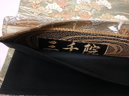 平和屋着物◎六通柄袋帯 唐織 三千院 紫峰水明 金銀糸 正絹 逸品 AABG2374yx