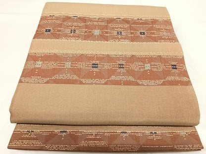 平和屋着物◎六通柄袋帯 横段文 正絹 逸品 AABG2376yx