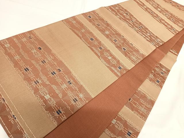 平和屋着物◎六通柄袋帯 横段文 正絹 逸品 AABG2376yx