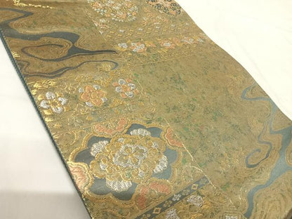 平和屋着物◎六通柄袋帯　花鳥文　金銀糸　正絹　逸品　AABG2382yx