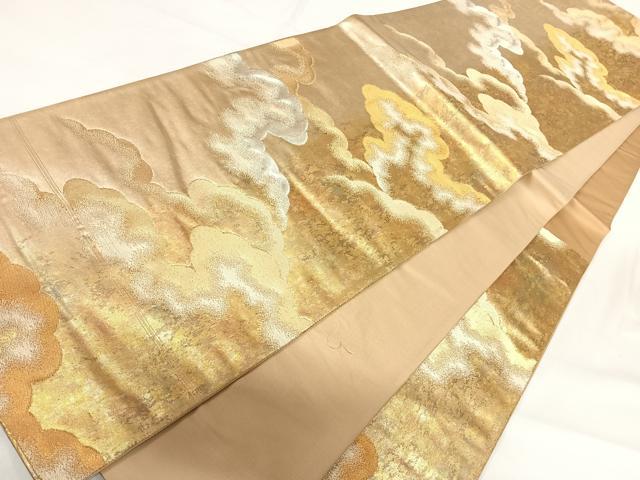 平和屋着物◎六通柄袋帯 雲重ね文 金銀糸 正絹 逸品 AABG2384yx