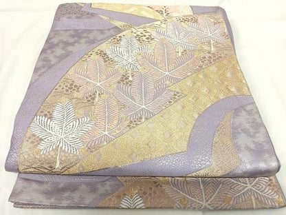 平和屋着物◎六通柄袋帯　唐織　地紙松葉文　金銀糸　正絹　逸品　AABG2394yx