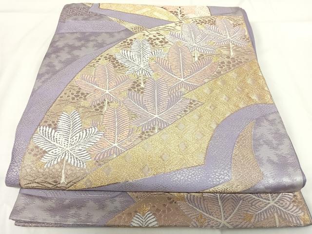 平和屋着物◎六通柄袋帯　唐織　地紙松葉文　金銀糸　正絹　逸品　AABG2394yx