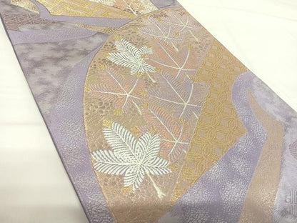 平和屋着物◎六通柄袋帯　唐織　地紙松葉文　金銀糸　正絹　逸品　AABG2394yx