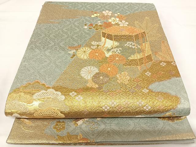 平和屋着物◎六通柄袋帯　王朝幻想　金銀糸　正絹　逸品　AABG2395yx