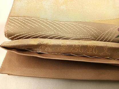 平和屋着物◎太鼓柄袋帯 唐織 競華鳳凰文 金糸 正絹 逸品 AABG2402yx