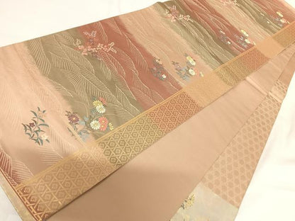 平和屋着物◎太鼓柄袋帯 唐織 競華鳳凰文 金糸 正絹 逸品 AABG2402yx