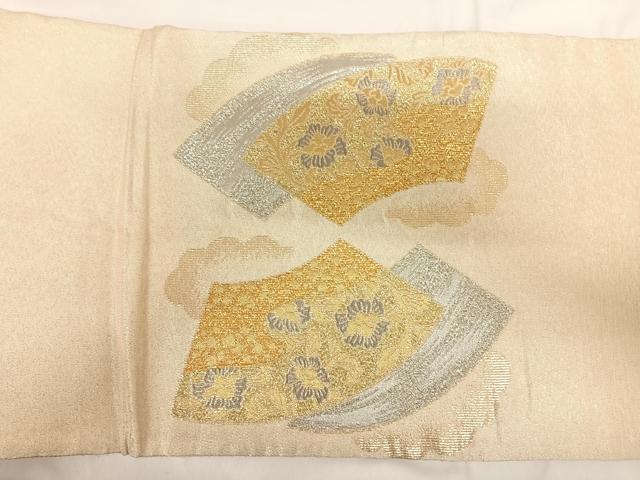 平和屋着物◎太鼓柄袋帯 地紙花文 金銀糸 正絹 逸品 AABG2412yx