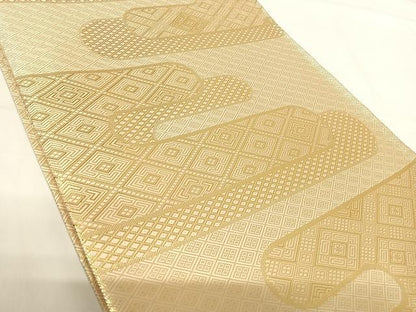 平和屋着物◎佐賀錦　全通柄袋帯　エ霞文様　金糸　正絹　逸品　AABG2414yx