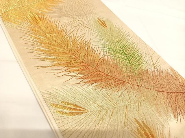平和屋着物◎六通柄袋帯　松葉　金糸　正絹　逸品　AABG2429yx