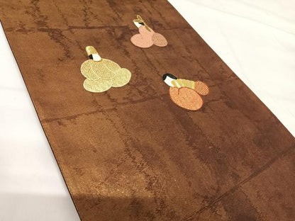 平和屋着物◎太鼓柄袋帯　人物文　金糸　正絹　逸品　AABG2431yx