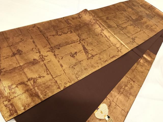平和屋着物◎太鼓柄袋帯　人物文　金糸　正絹　逸品　AABG2431yx