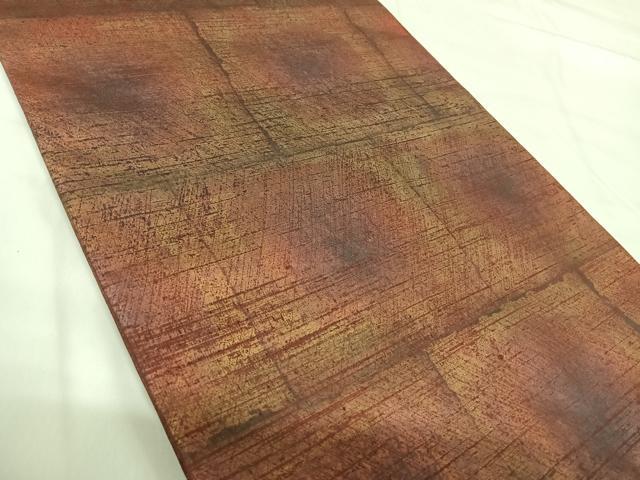 平和屋着物◎全通柄袋帯　紬地　格子　正絹　逸品　AABG2432yx