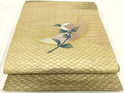 平和屋着物◎太鼓柄袋帯　草花文　正絹　逸品　AABG2435yx