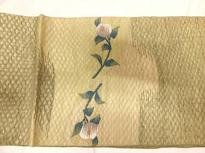 平和屋着物◎太鼓柄袋帯　草花文　正絹　逸品　AABG2435yx