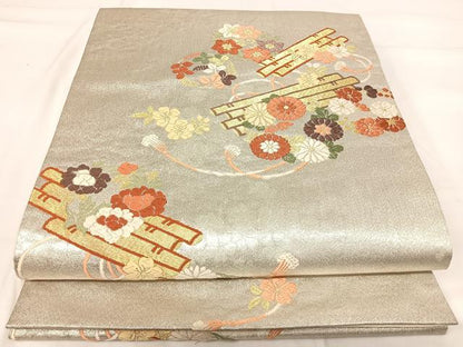 平和屋着物◎六通柄袋帯　唐織　花筏　金銀糸　鈴乃屋扱い　正絹　逸品　AABG2440yx