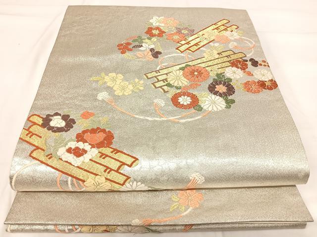 平和屋着物◎六通柄袋帯　唐織　花筏　金銀糸　鈴乃屋扱い　正絹　逸品　AABG2440yx