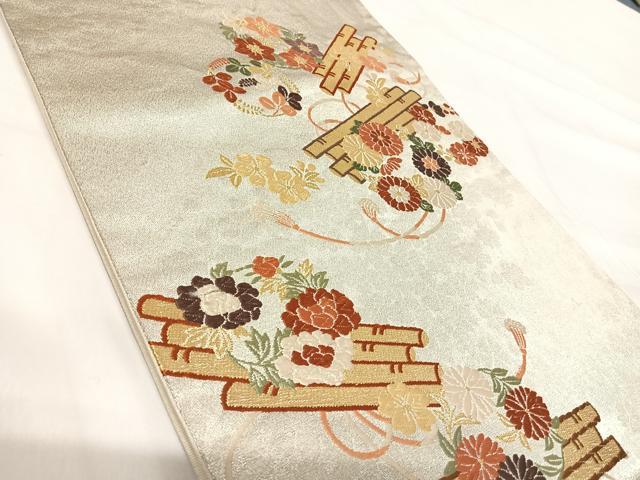 平和屋着物◎六通柄袋帯　唐織　花筏　金銀糸　鈴乃屋扱い　正絹　逸品　AABG2440yx
