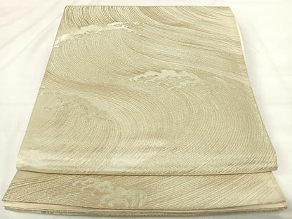 平和屋着物◎六通柄袋帯　立波文　金糸　正絹　逸品　AABG2441yx