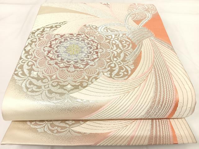 平和屋着物◎六通柄袋帯 唐織 正倉院花文 金銀糸 正絹 逸品 AABG2442yx