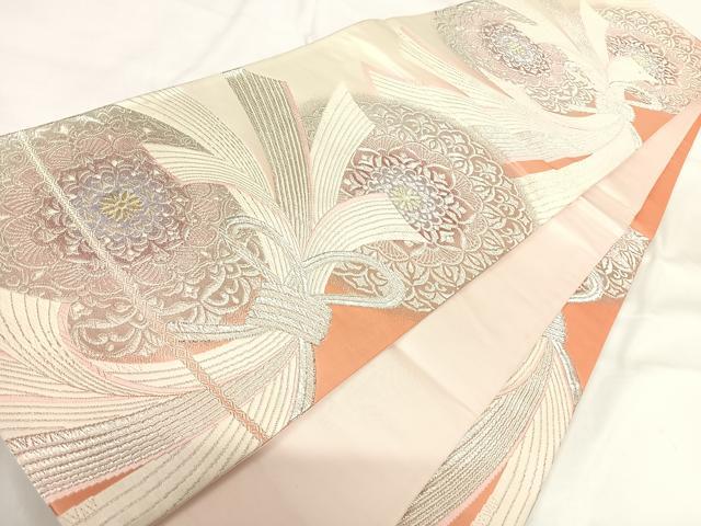 平和屋着物◎六通柄袋帯 唐織 正倉院花文 金銀糸 正絹 逸品 AABG2442yx
