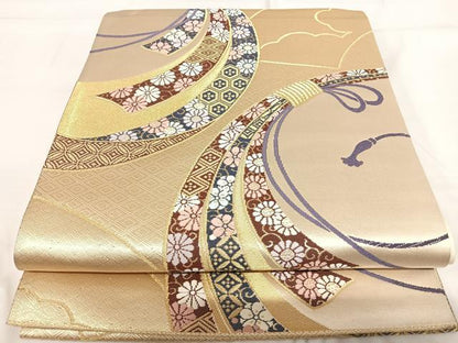 平和屋着物◎西陣　六通柄袋帯　唐織　束ね熨斗文　金糸　正絹　逸品　AABG2461yx