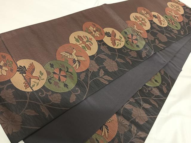 平和屋着物◎六通柄袋帯　花鳥文　正絹　逸品　AABG2462yx