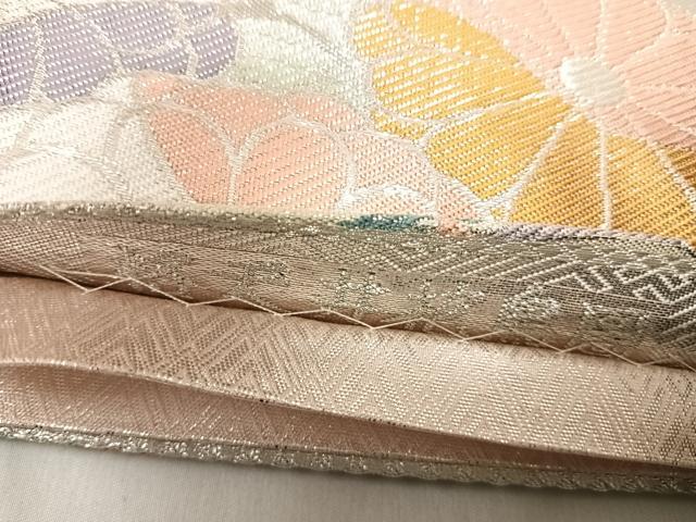 平和屋着物◎佐賀錦　六通柄袋帯　格天井花鳥図　銀糸　正絹　逸品　AABG2485yx