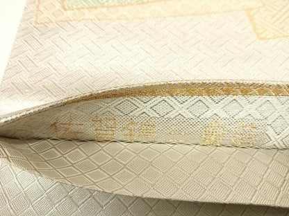 平和屋着物◎佐賀錦二重箔　六通柄袋帯　色紙重ね文　金銀糸　正絹　逸品　AABG2488yx