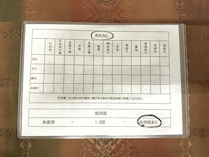 平和屋着物◎全通柄袋帯　しじら織　間道　金糸　正絹　逸品　AABG2500yx