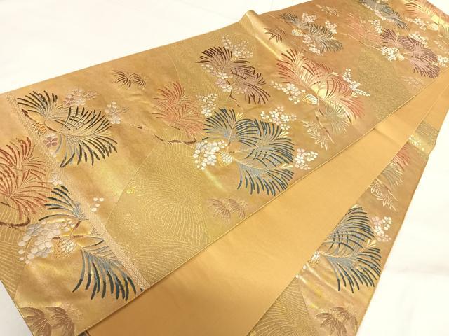 平和屋着物◎六通柄袋帯 唐織 松竹梅 金銀糸 正絹 逸品 AABG2506yx