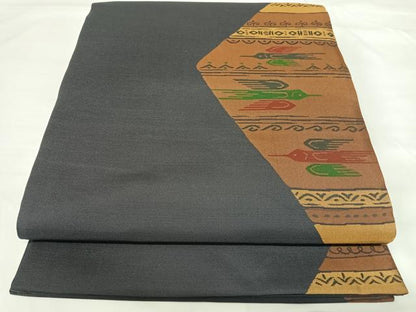 平和屋着物◎六通柄袋帯　雲母　正絹　逸品　AABG2508yx