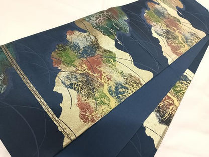 平和屋着物◎六通柄袋帯　道長文　金銀糸　正絹　逸品　AABG2518yx