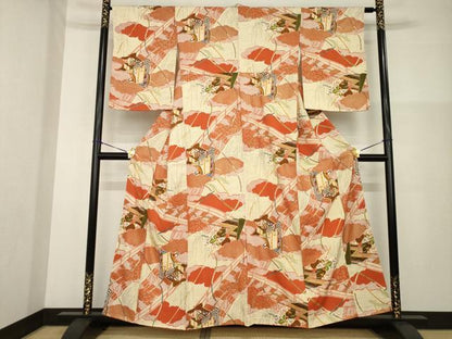 平和屋着物■上質な小紋 御所車文 金彩 正絹 逸品 AABG2527ck