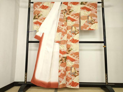 平和屋着物■上質な小紋 御所車文 金彩 正絹 逸品 AABG2527ck