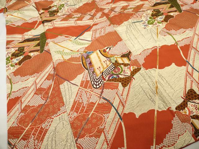 平和屋着物■上質な小紋 御所車文 金彩 正絹 逸品 AABG2527ck