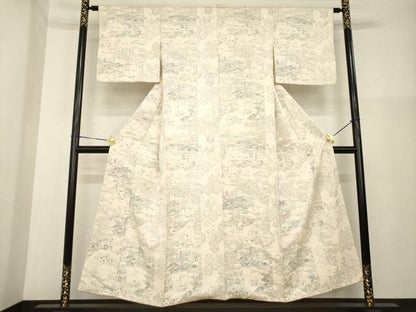 平和屋着物■上質な小紋 人物風景文 正絹 逸品 AABG2529ck