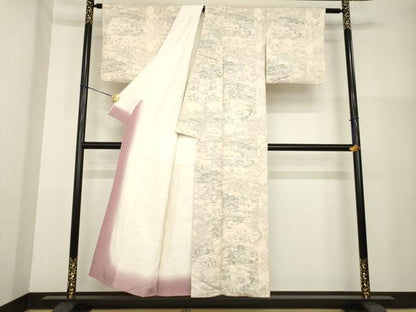 平和屋着物■上質な小紋 人物風景文 正絹 逸品 AABG2529ck