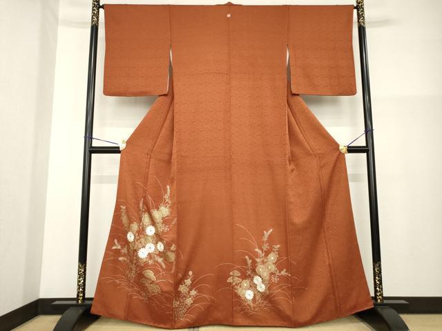 平和屋着物■豪華色留袖　刺繍　草花文　金彩　正絹　逸品　AABG2530ck