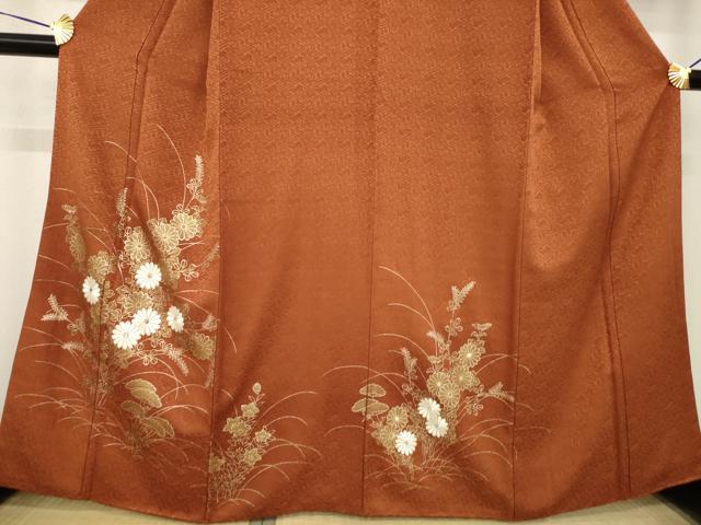 平和屋着物■豪華色留袖　刺繍　草花文　金彩　正絹　逸品　AABG2530ck